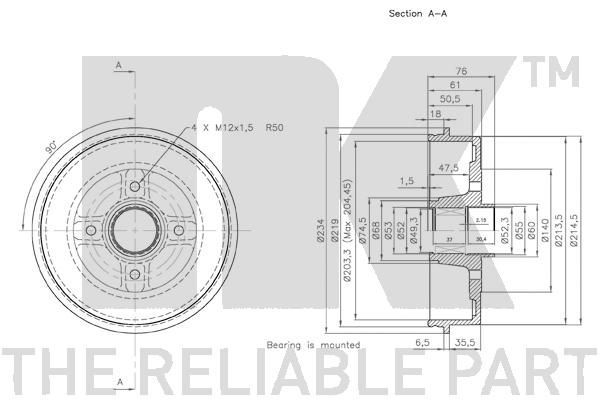 Stabdžių būgnas NK 253926