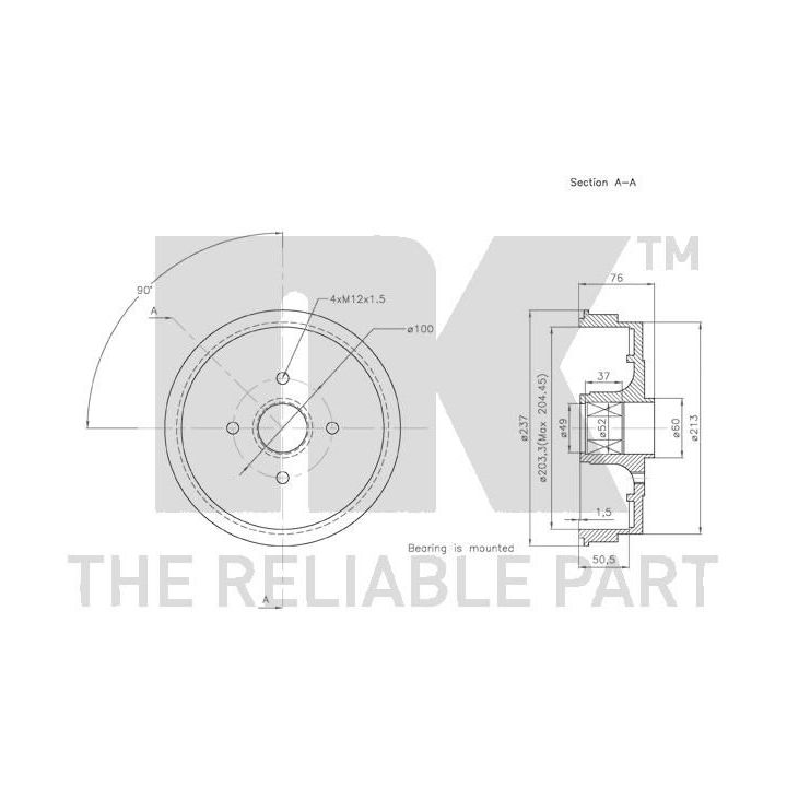 Stabdžių būgnas NK 253927