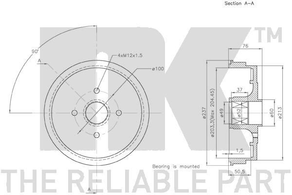 Stabdžių būgnas NK 253927