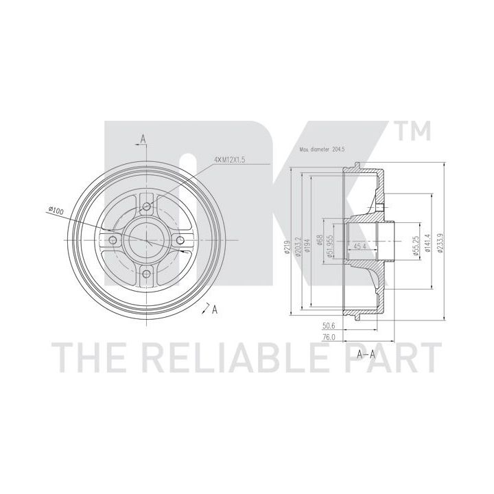 Stabdžių būgnas NK 253932