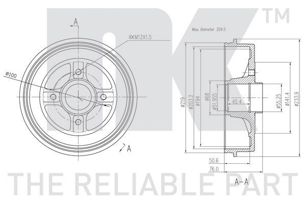 Stabdžių būgnas NK 253932