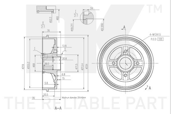 Stabdžių būgnas NK 253936