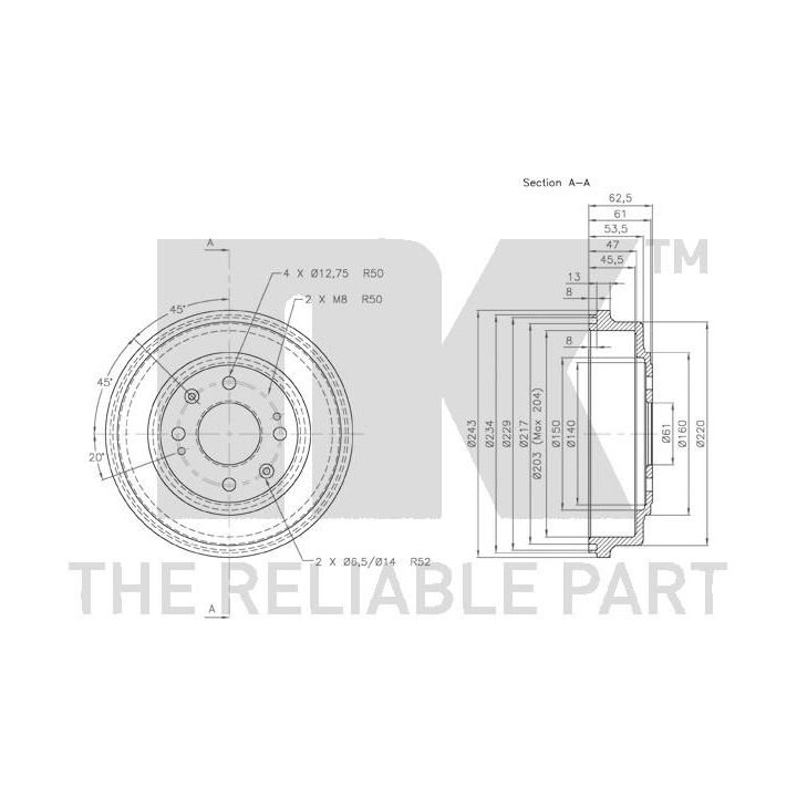 Stabdžių būgnas NK 254001
