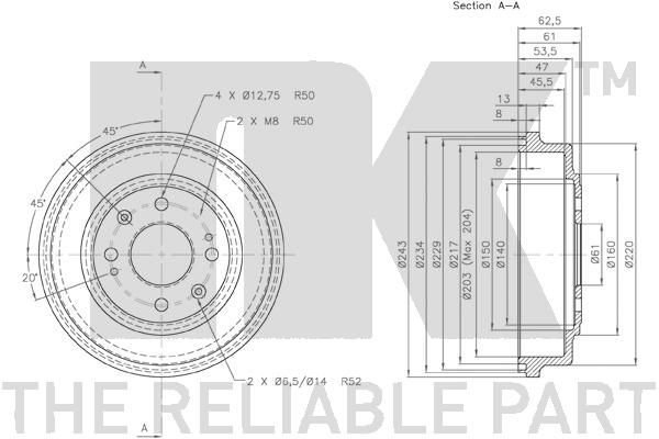Stabdžių būgnas NK 254001