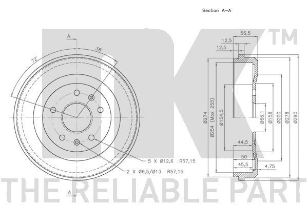 Stabdžių būgnas NK 254002