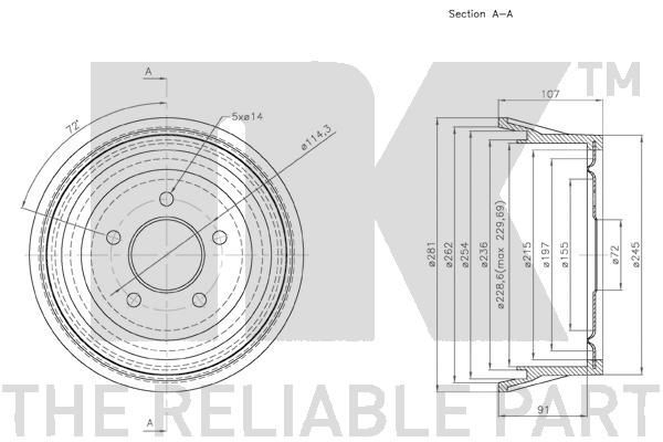 Stabdžių būgnas NK 259301