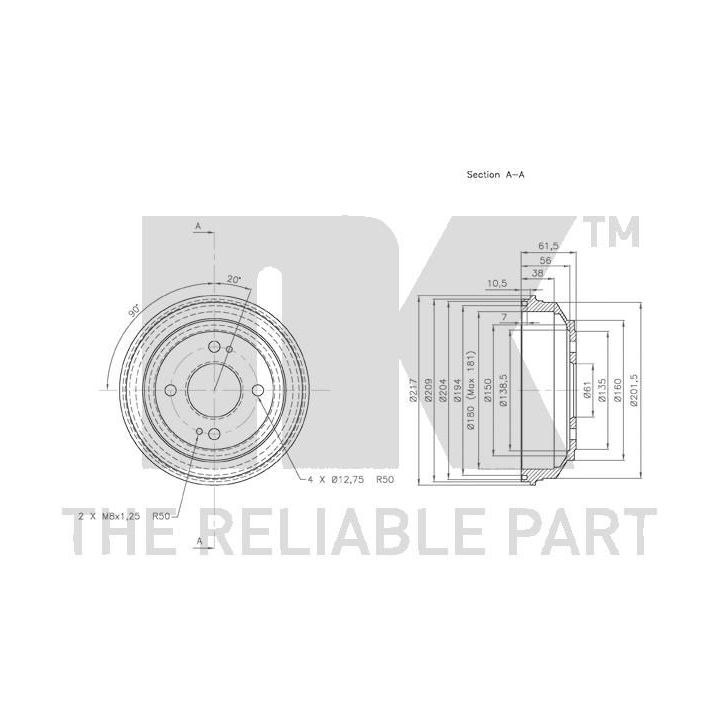 Stabdžių būgnas NK 259908