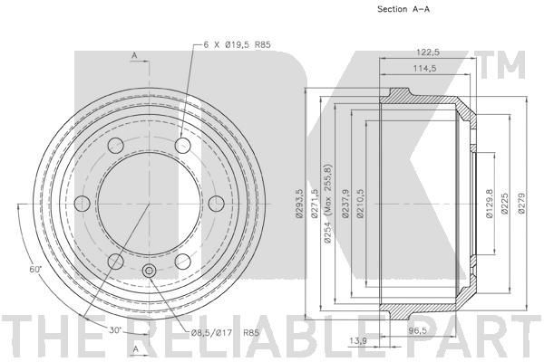 Stabdžių būgnas NK 262306