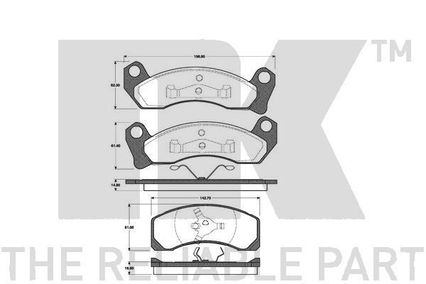 Stabdžių trinkelių rinkinys, diskinis stabdys NK 222523