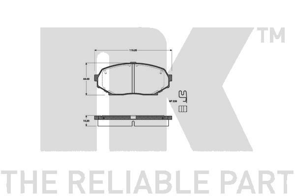 Stabdžių trinkelių rinkinys, diskinis stabdys NK 223254