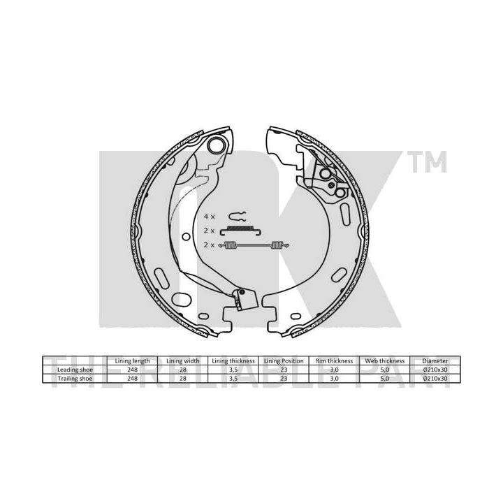 Stabdžių trinkelių komplektas, stovėjimo stabdis NK 2712769