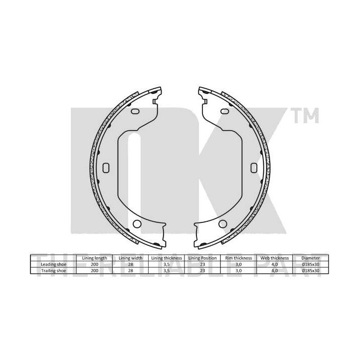 Stabdžių trinkelių komplektas, stovėjimo stabdis NK 2715695