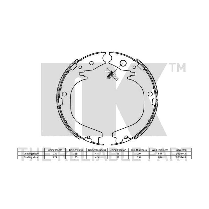 Stabdžių trinkelių komplektas, stovėjimo stabdis NK 2722847