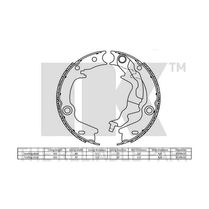 Stabdžių trinkelių komplektas, stovėjimo stabdis NK 2734784