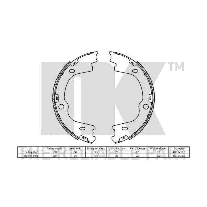 Stabdžių trinkelių komplektas, stovėjimo stabdis NK 2734814