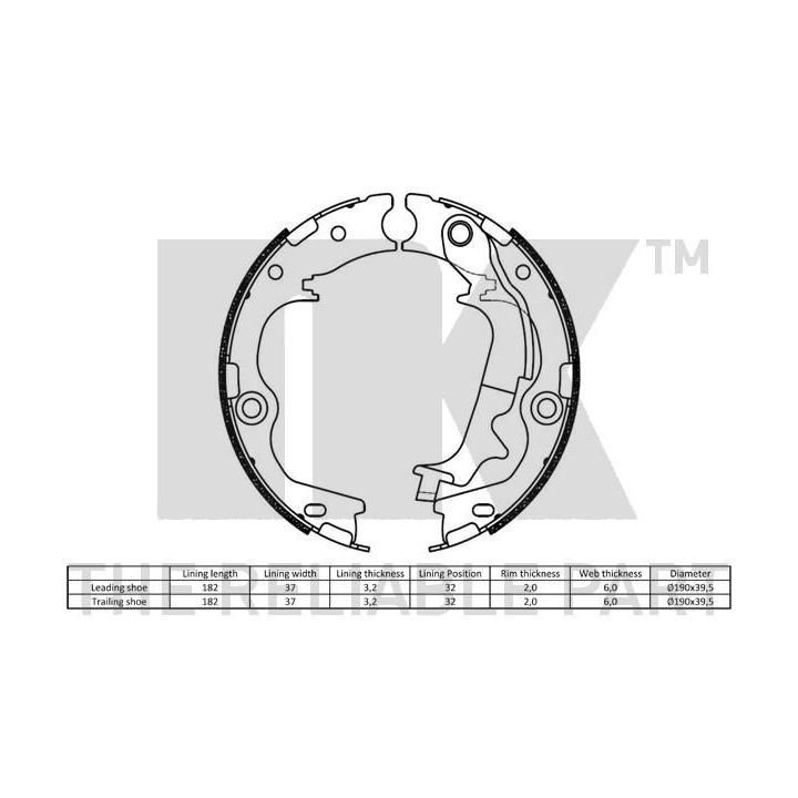 Stabdžių trinkelių komplektas, stovėjimo stabdis NK 2735832