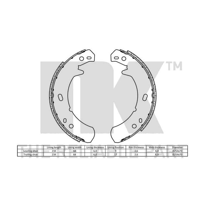 Stabdžių trinkelių komplektas, stovėjimo stabdis NK 2740633