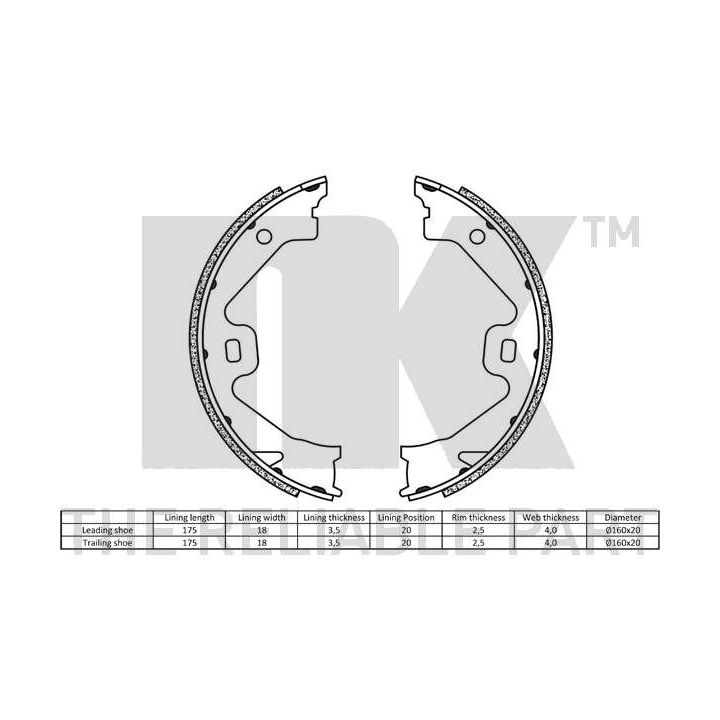 Stabdžių trinkelių komplektas, stovėjimo stabdis NK 2740688