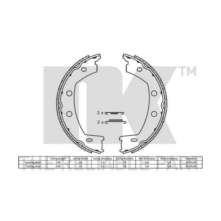 Stabdžių trinkelių komplektas, stovėjimo stabdis NK 2740768