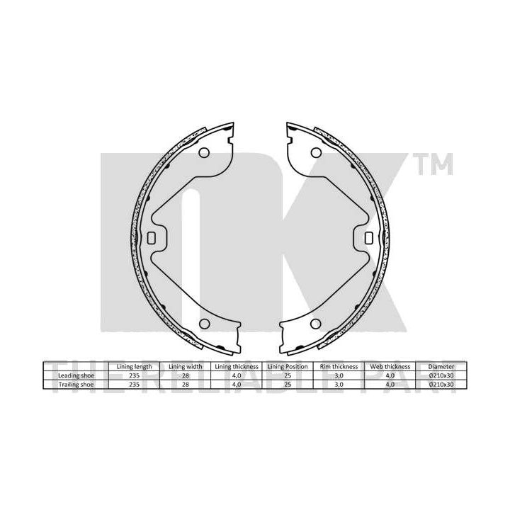 Stabdžių trinkelių komplektas, stovėjimo stabdis NK 2747723
