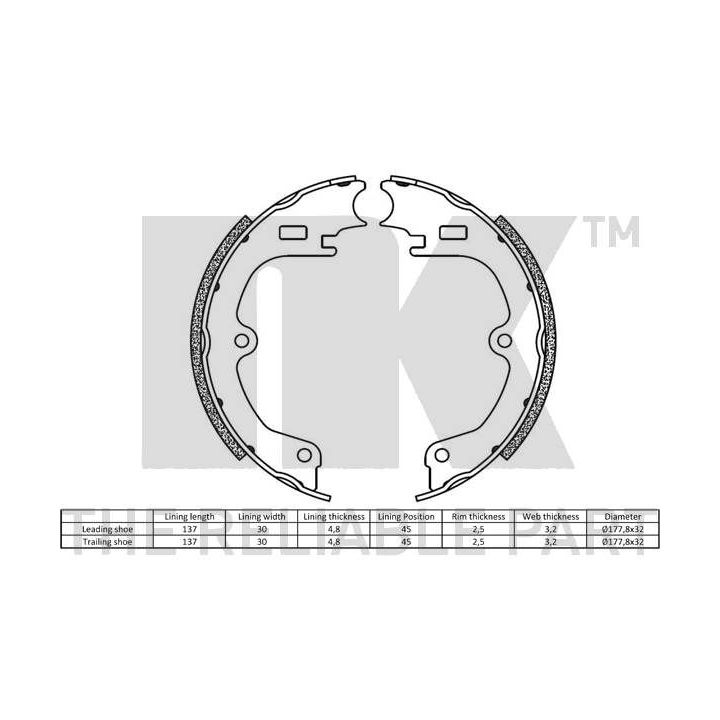 Stabdžių trinkelių komplektas, stovėjimo stabdis NK 2748246