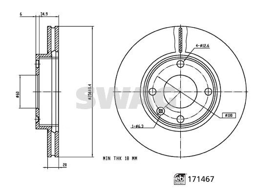 Stabdžių diskas SWAG 33 10 0914