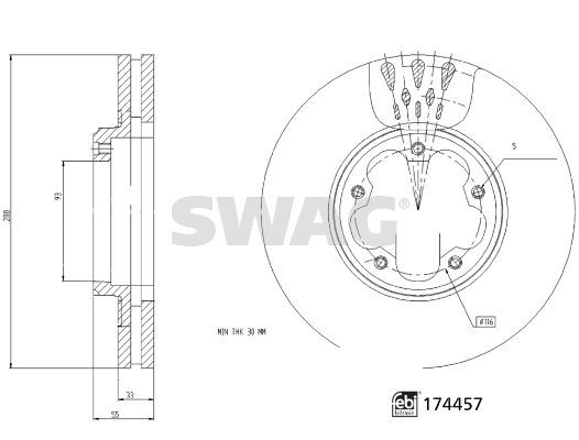 Stabdžių diskas SWAG 33 10 2209