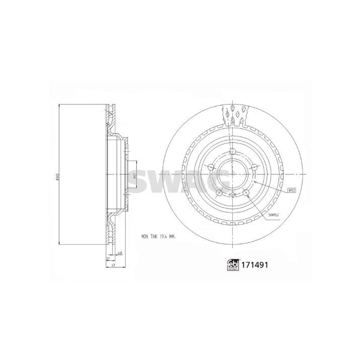 Stabdžių diskas SWAG 33 10 2443