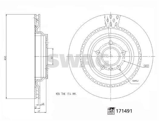 Stabdžių diskas SWAG 33 10 2443