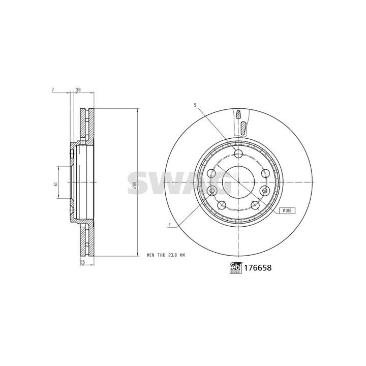 Stabdžių diskas SWAG 33 10 3665