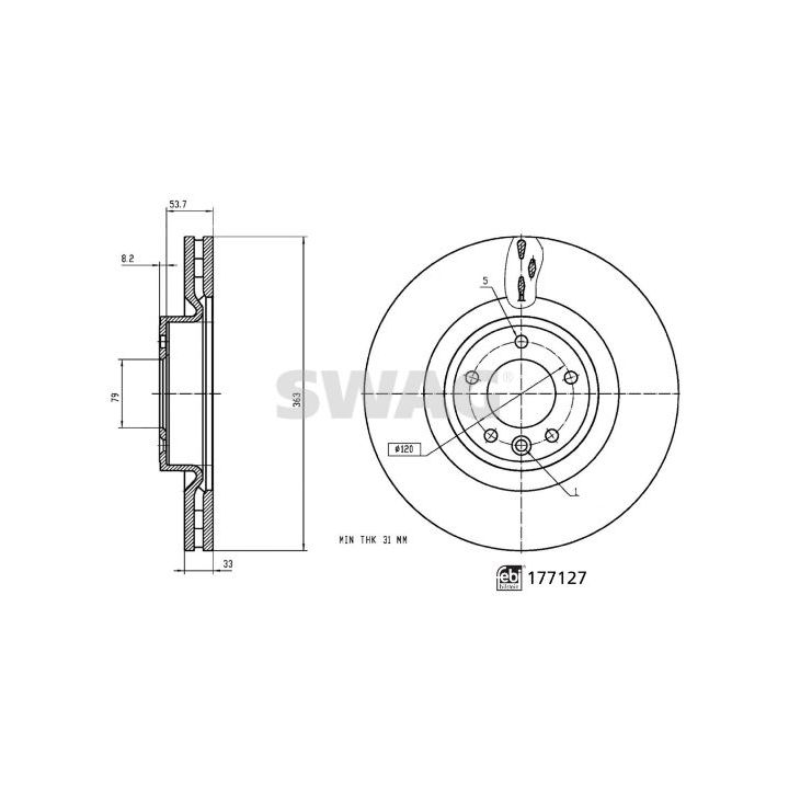 Stabdžių diskas SWAG 33 10 3918