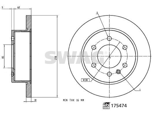 Stabdžių diskas SWAG 33 10 5287