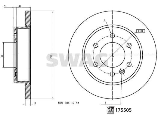 Stabdžių diskas SWAG 33 10 5350