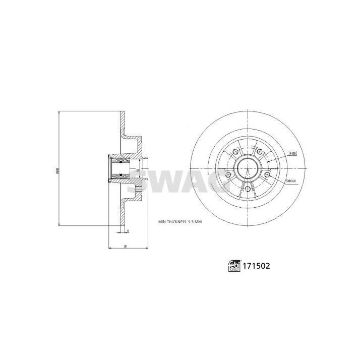 Stabdžių diskas SWAG 33 10 5553
