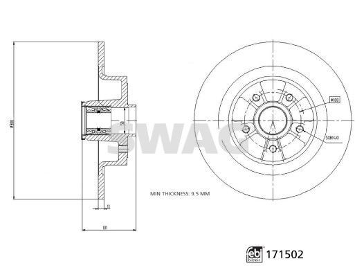 Stabdžių diskas SWAG 33 10 5553