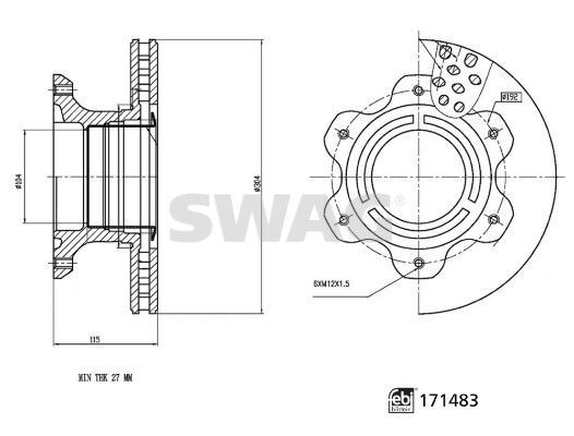 Stabdžių diskas SWAG 33 10 6296