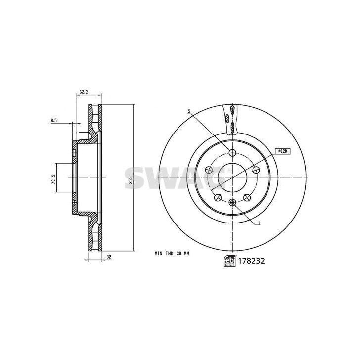 Stabdžių diskas SWAG 33 10 7350