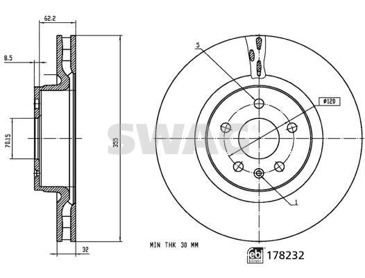 Stabdžių diskas SWAG 33 10 7350