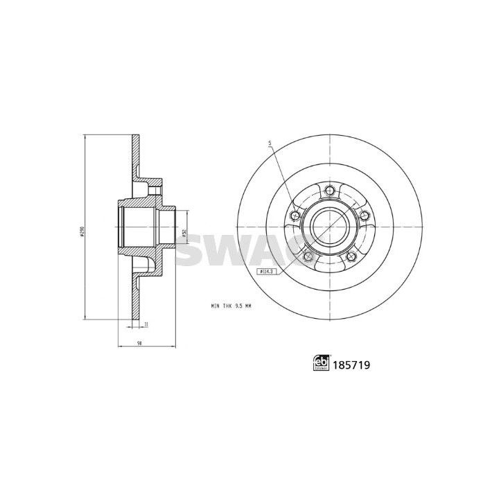 Stabdžių diskas SWAG 33 11 0036
