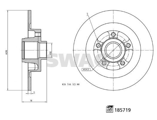 Stabdžių diskas SWAG 33 11 0036