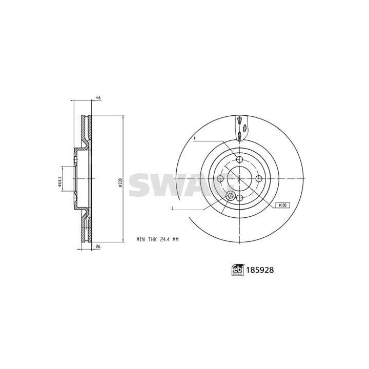Stabdžių diskas SWAG 33 11 0162