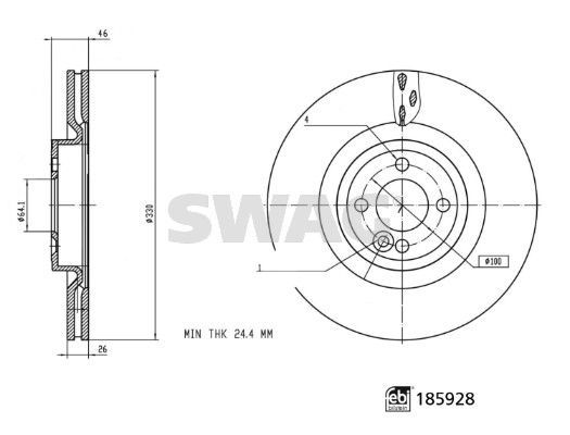 Stabdžių diskas SWAG 33 11 0162