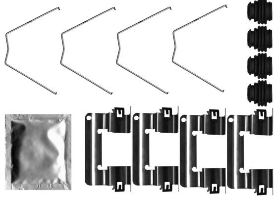 Priedų komplektas, diskinių stabdžių trinkelės HELLA 8DZ 355 207-261