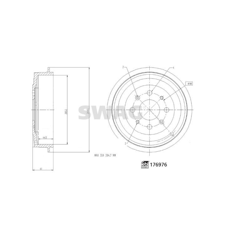 Stabdžių būgnas SWAG 33 10 3828