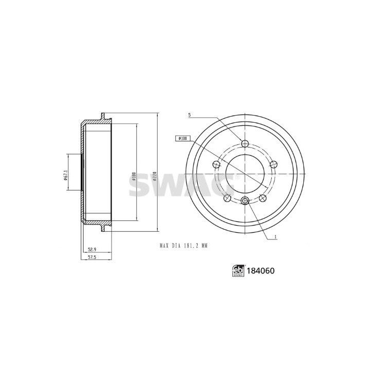 Stabdžių būgnas SWAG 33 10 9266