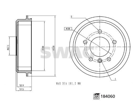 Stabdžių būgnas SWAG 33 10 9266