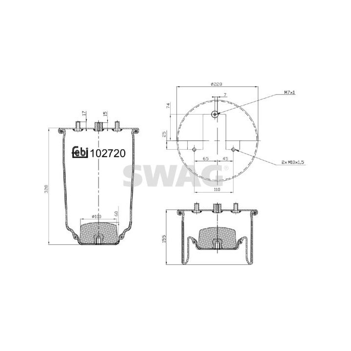 Dėklas, pneumatinė pakaba SWAG 37 10 2720