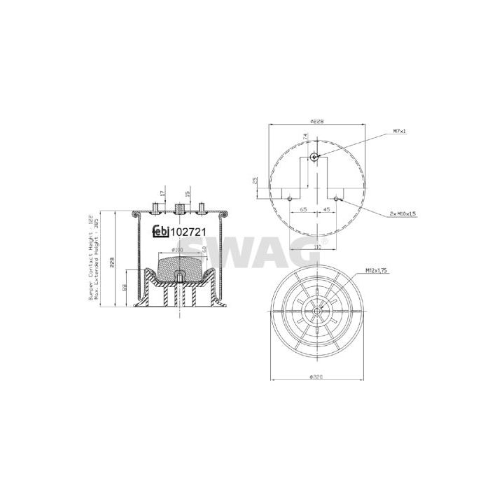 Dėklas, pneumatinė pakaba SWAG 37 10 2721