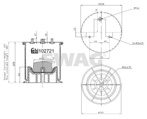 Dėklas, pneumatinė pakaba SWAG 37 10 2721