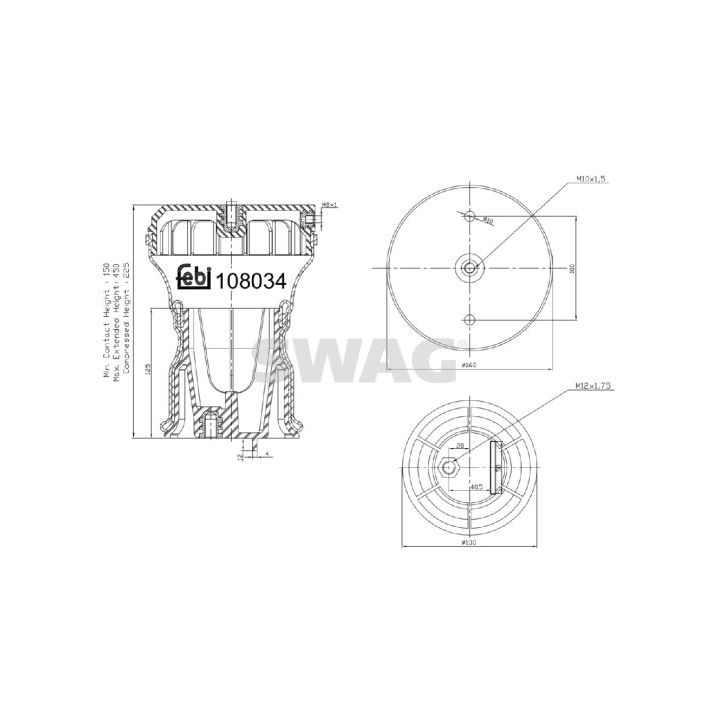 Dėklas, pneumatinė pakaba SWAG 37 10 8034